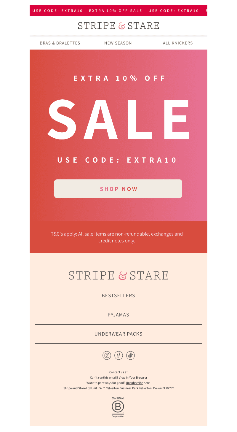 Extra 10% off SALE! 🔔