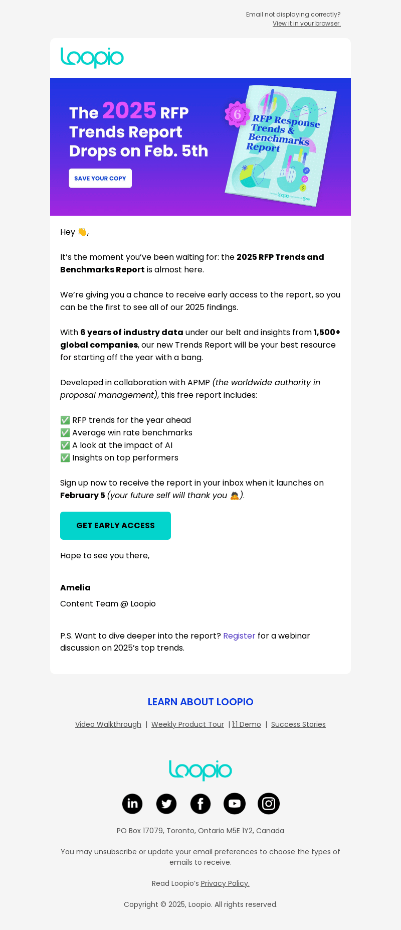 Loopio email from Thu, Jan 9, 2025