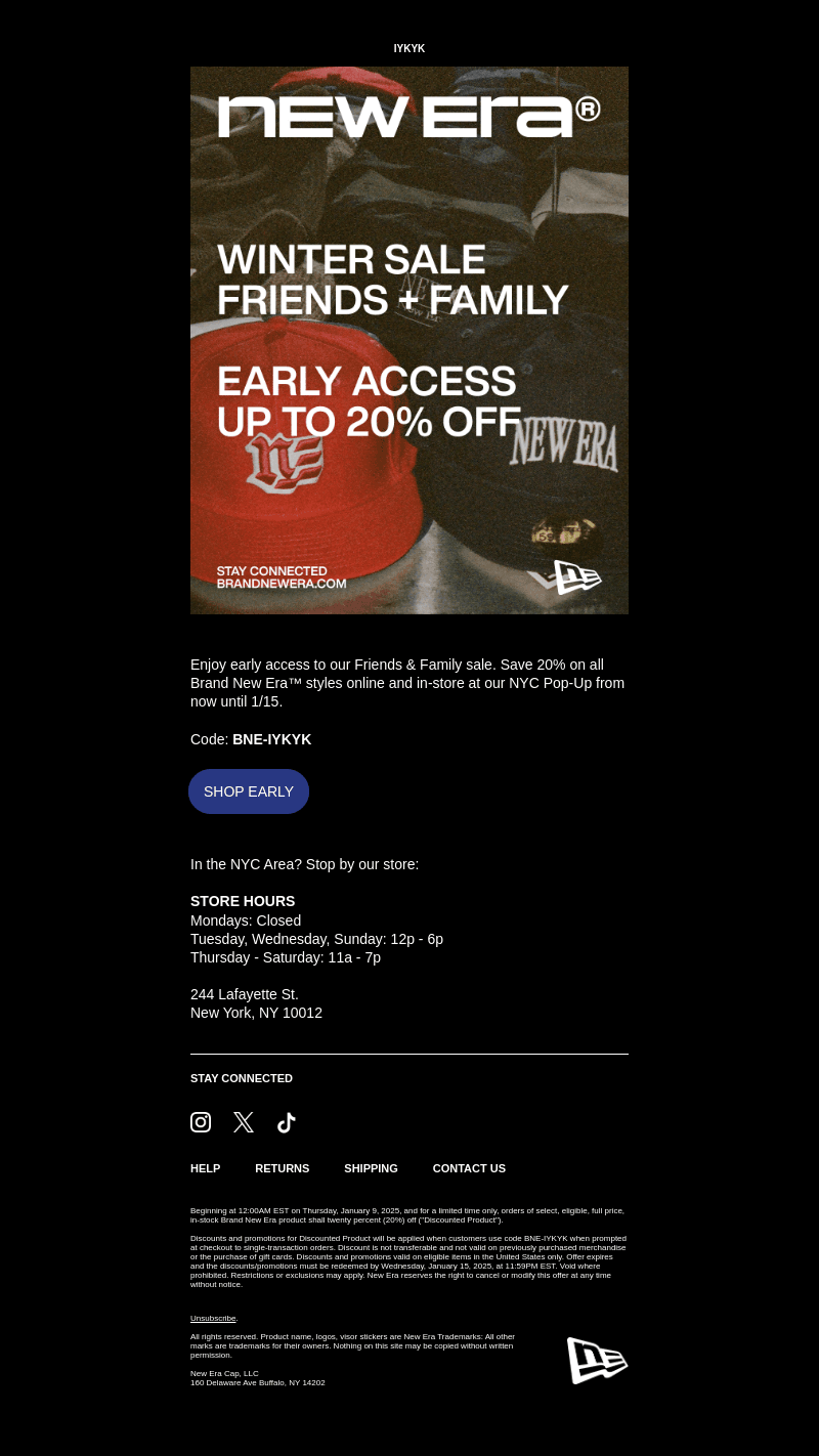 New Era Cap email from Thu, Jan 9, 2025