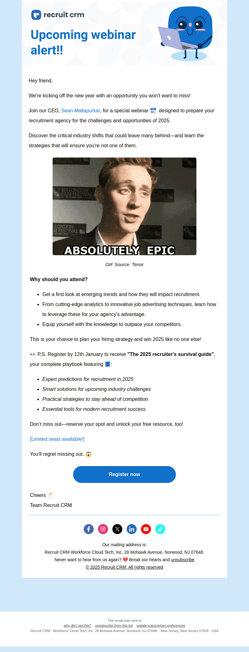 Recruit CRM email from Fri, Jan 10, 2025