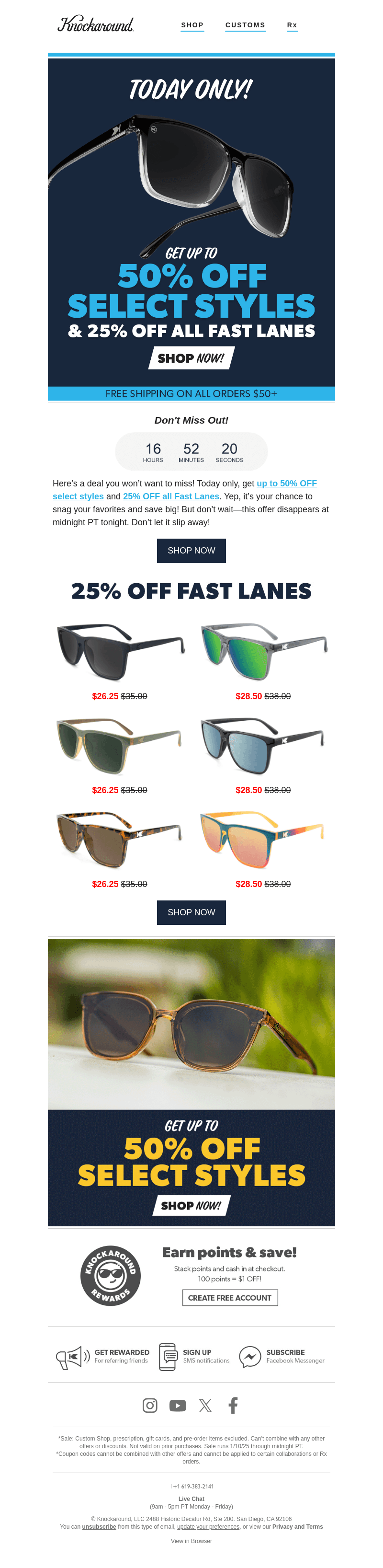 25% Off All Fast Lanes & 50% Off Select Styles