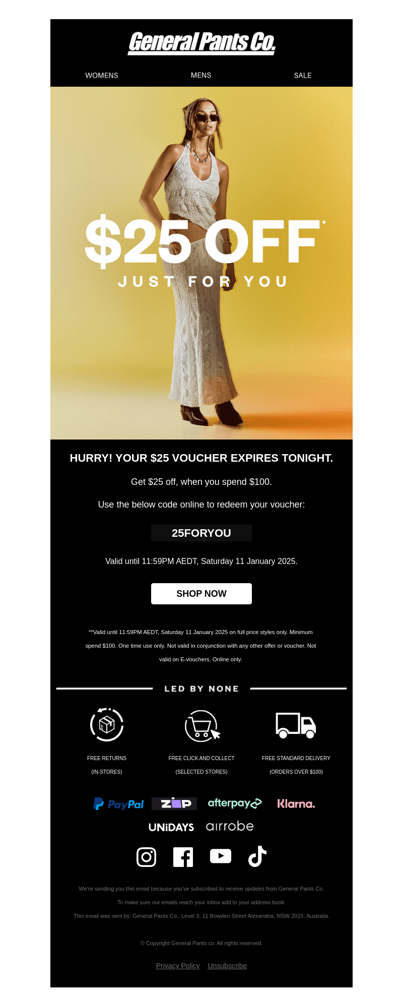 YOUR $25 VOUCHER EXPIRES TONIGHT
