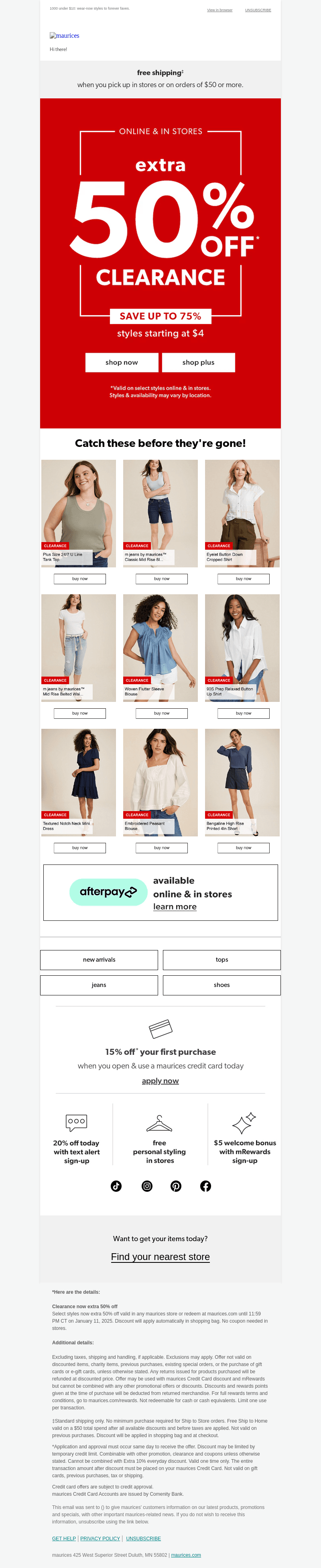 Up to 75% OFF clearance!