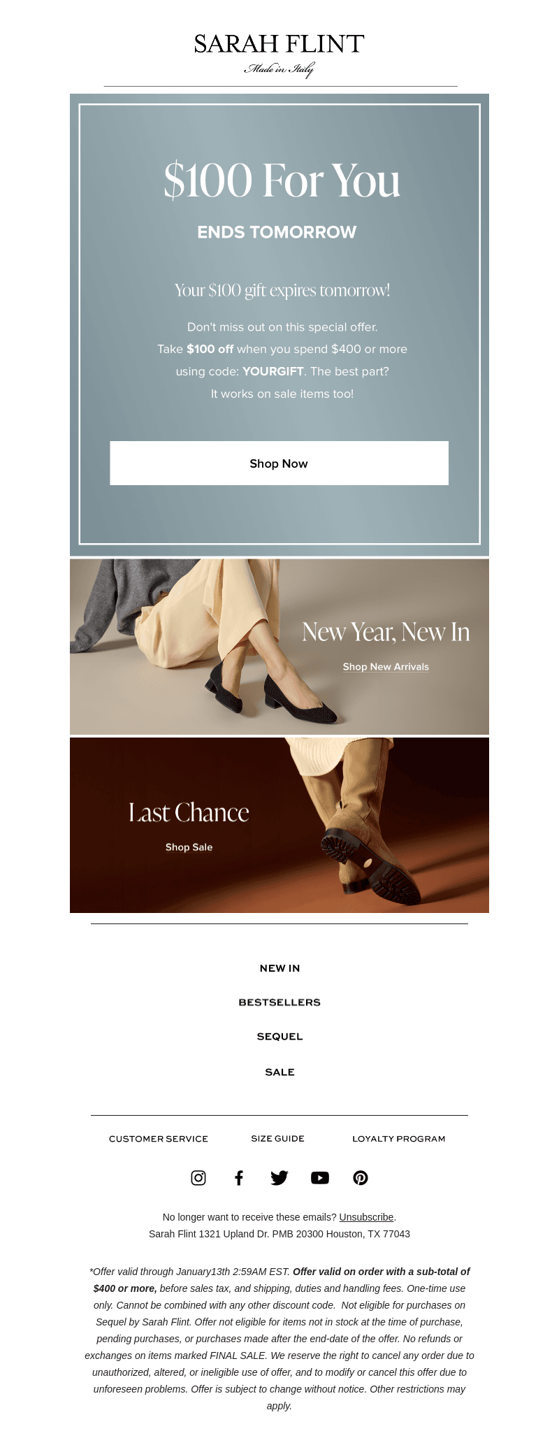 Your $100 OFF expires tomorrow