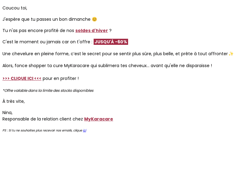 RE : Sublime ta chevelure à prix mini !