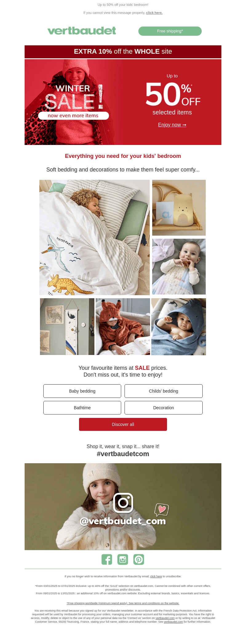 LAST day: extra 10%* off the WHOLE site