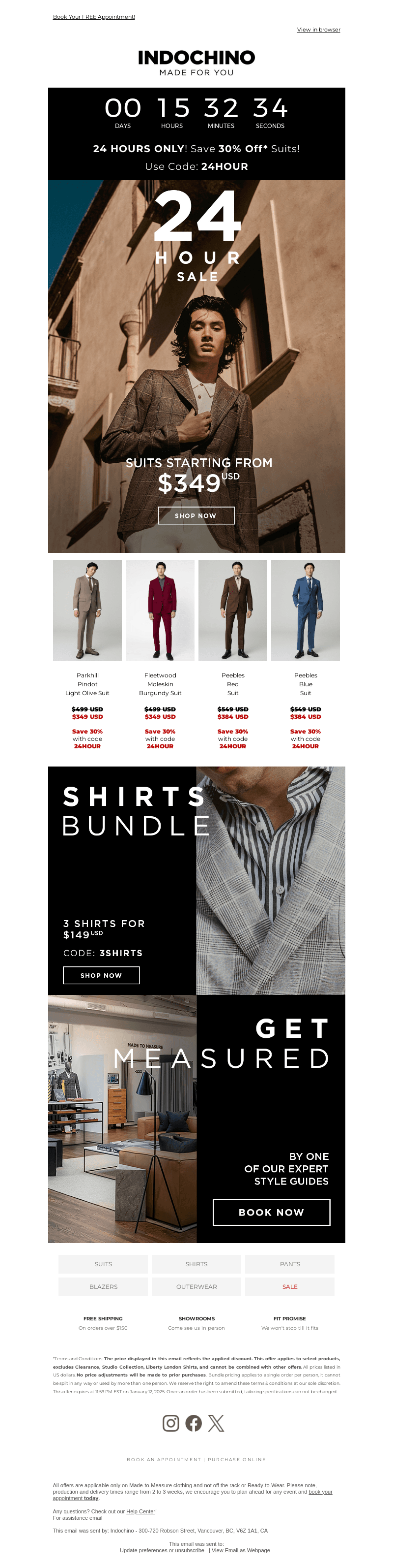 24 HOURS ONLY: 30% OFF Custom Suits