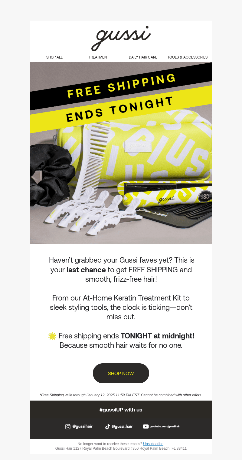 Final Call for Free Shipping! ⏳
