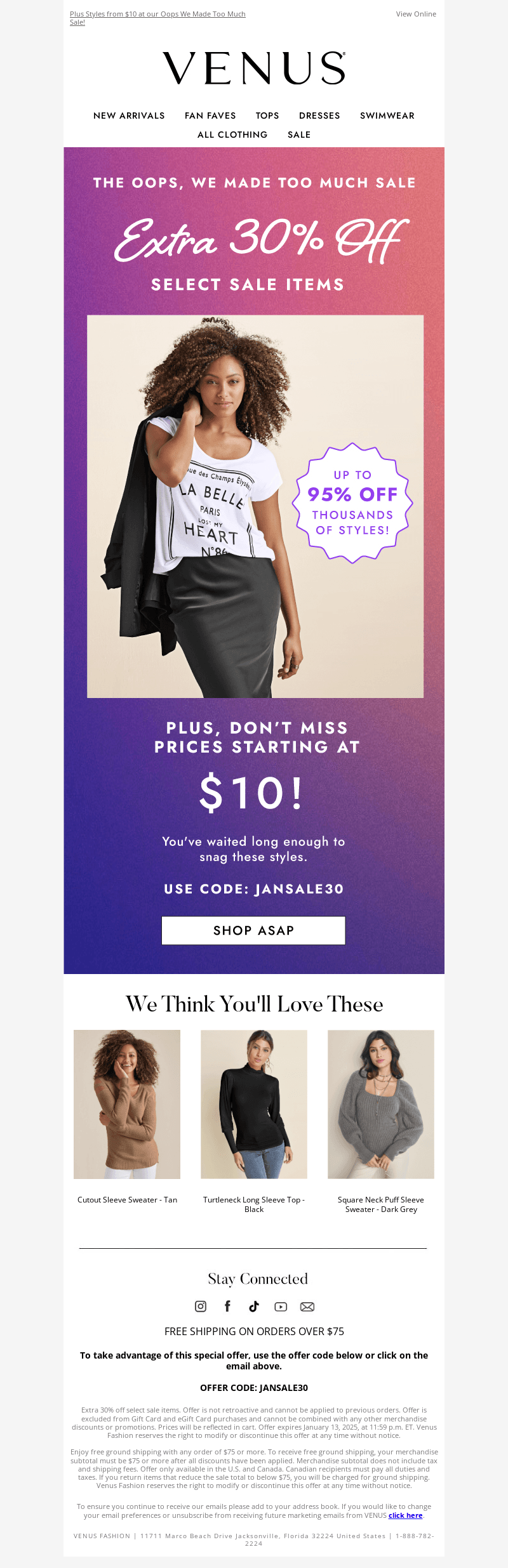 ENDS TONIGHT: Extra 30% Off Select Sale
