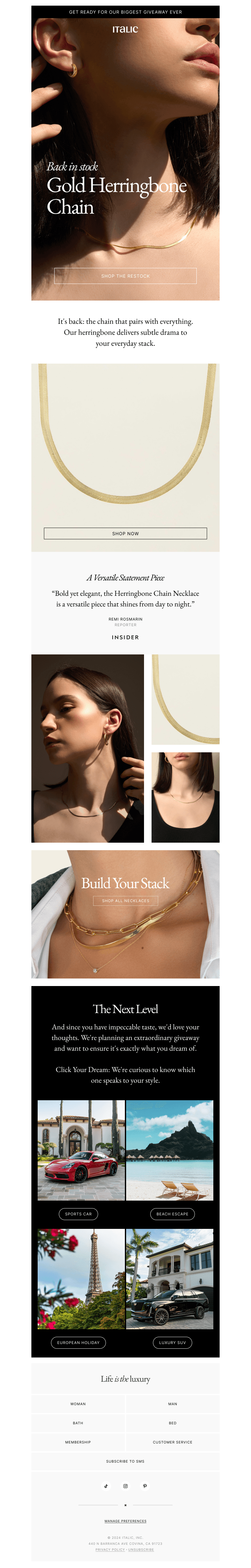 IT'S BACK: 14k Gold Herringbone Chain