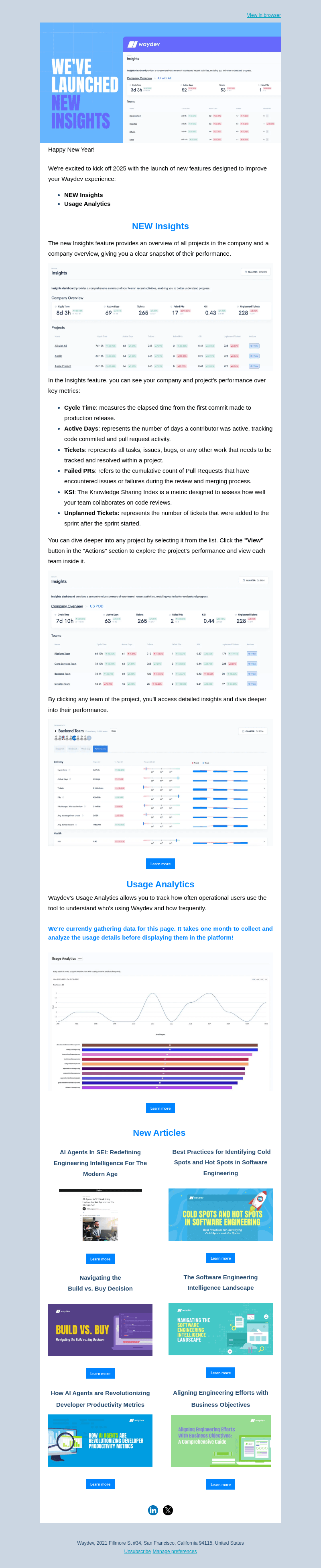 Launching Insights feature! & what should Waydev build/improve in 2025?