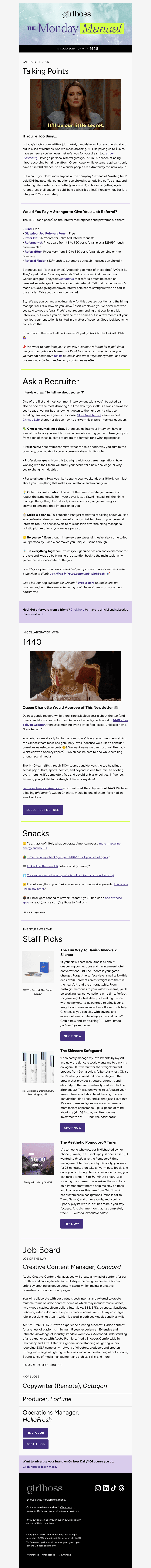 Girlboss email from Mon, Jan 13, 2025