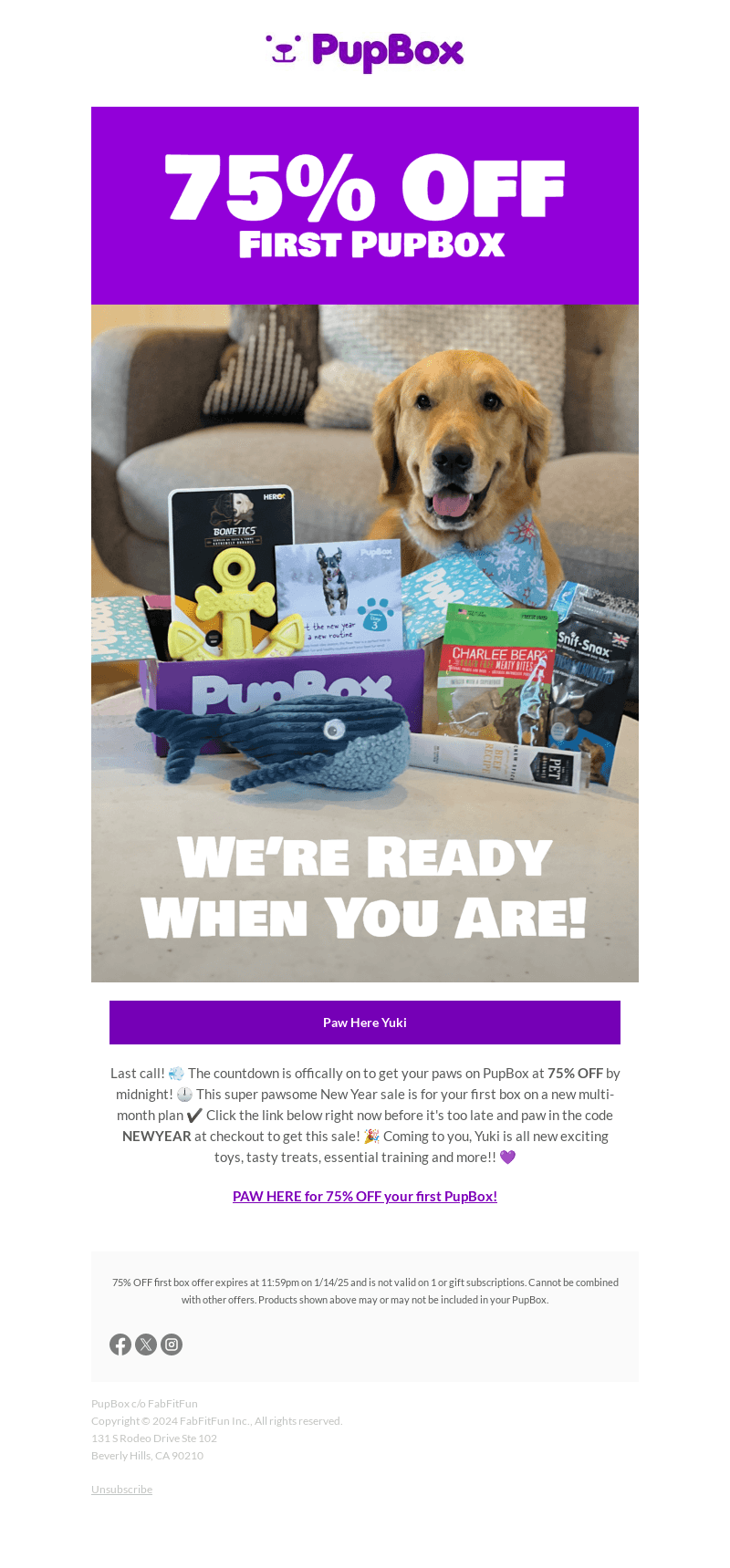 PupBox email from Tue, Jan 14, 2025
