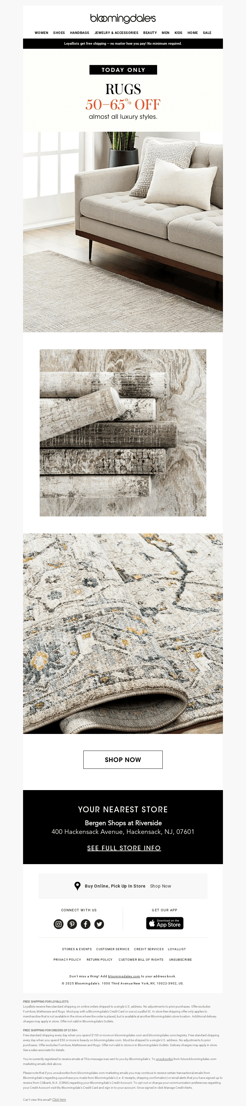 Today only! 50-65% off rugs