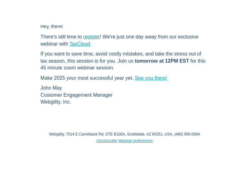 Webinar Tomorrow: Your tax compliance checklist