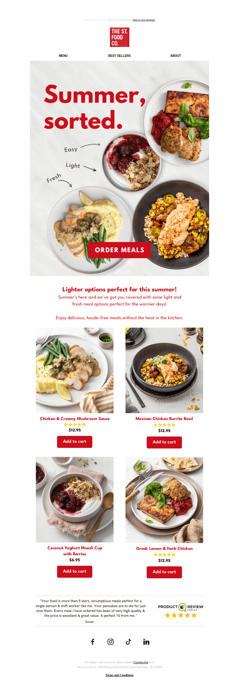 Summer meals, sorted.