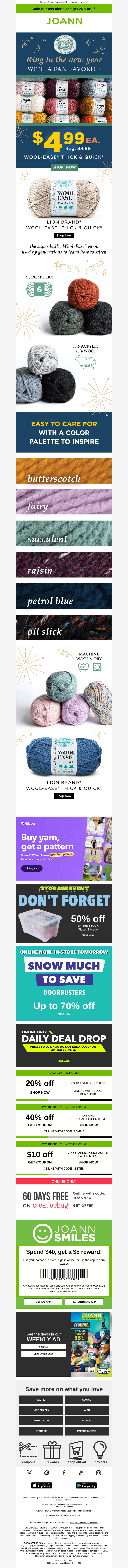Lion Brand Wool-Ease Thick & Quick yarn now $4.99!