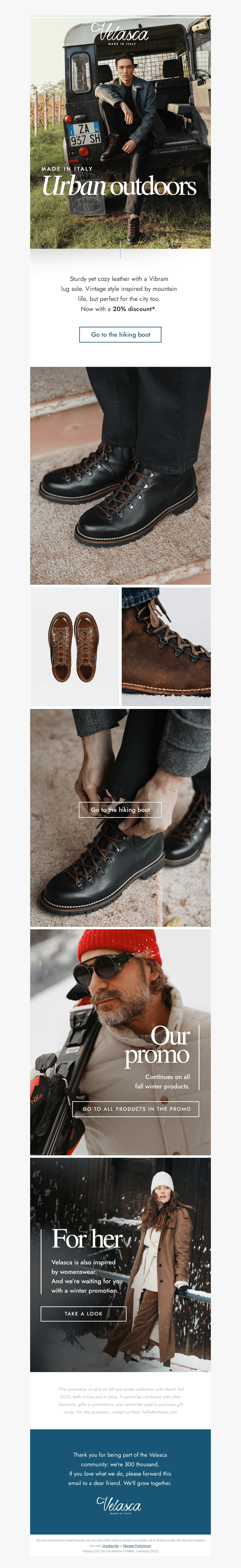 20% off our hiking boots.