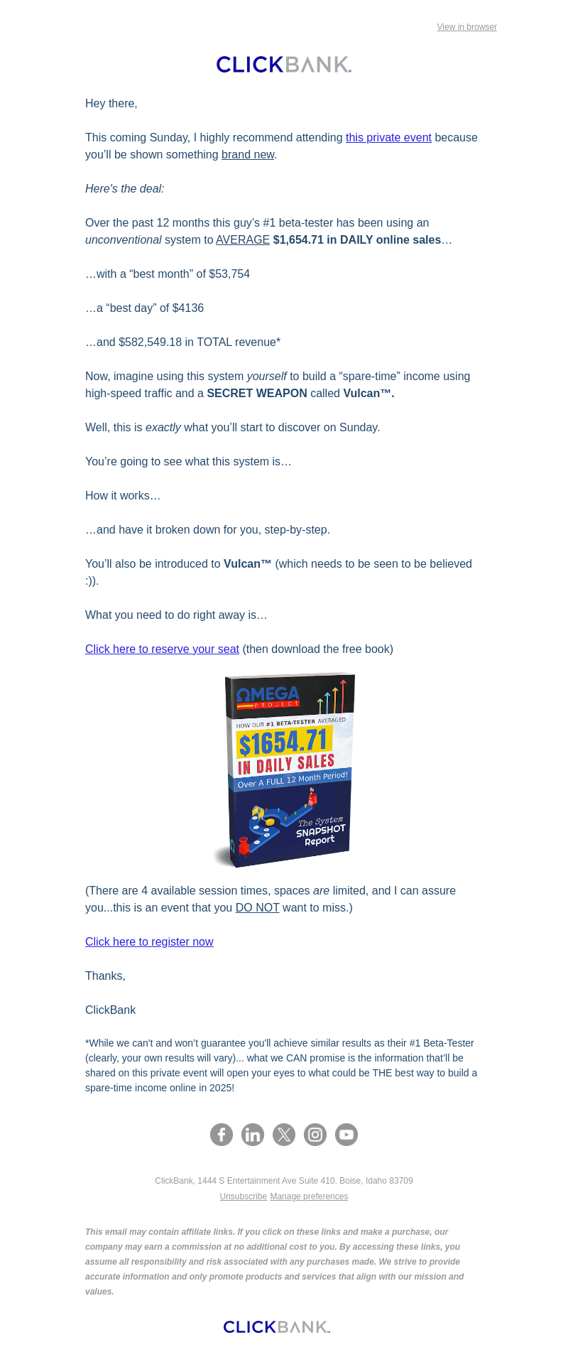 ClickBank email from Wed, Jan 15, 2025
