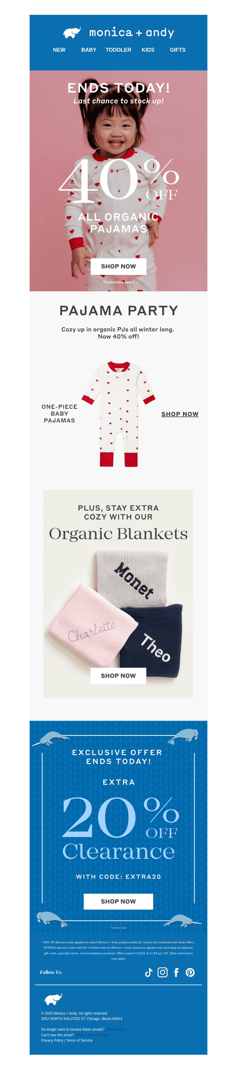 ENDS TODAY 🌙 40% Off Organic PJs 🌙
