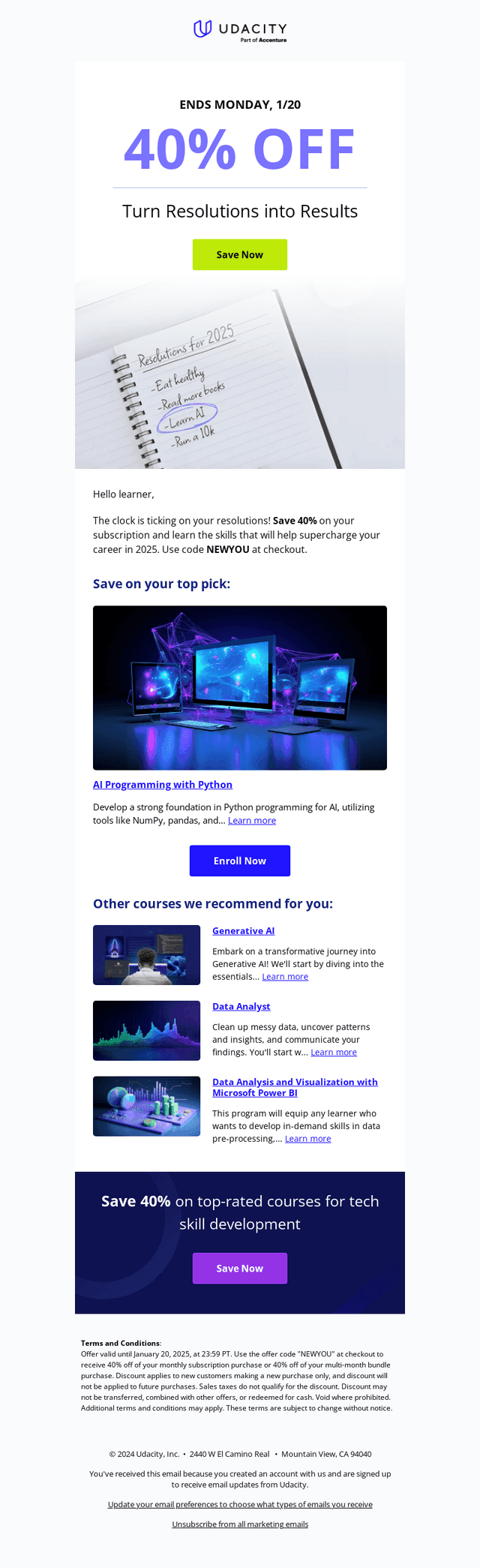 Udacity email from Thu, Jan 16, 2025