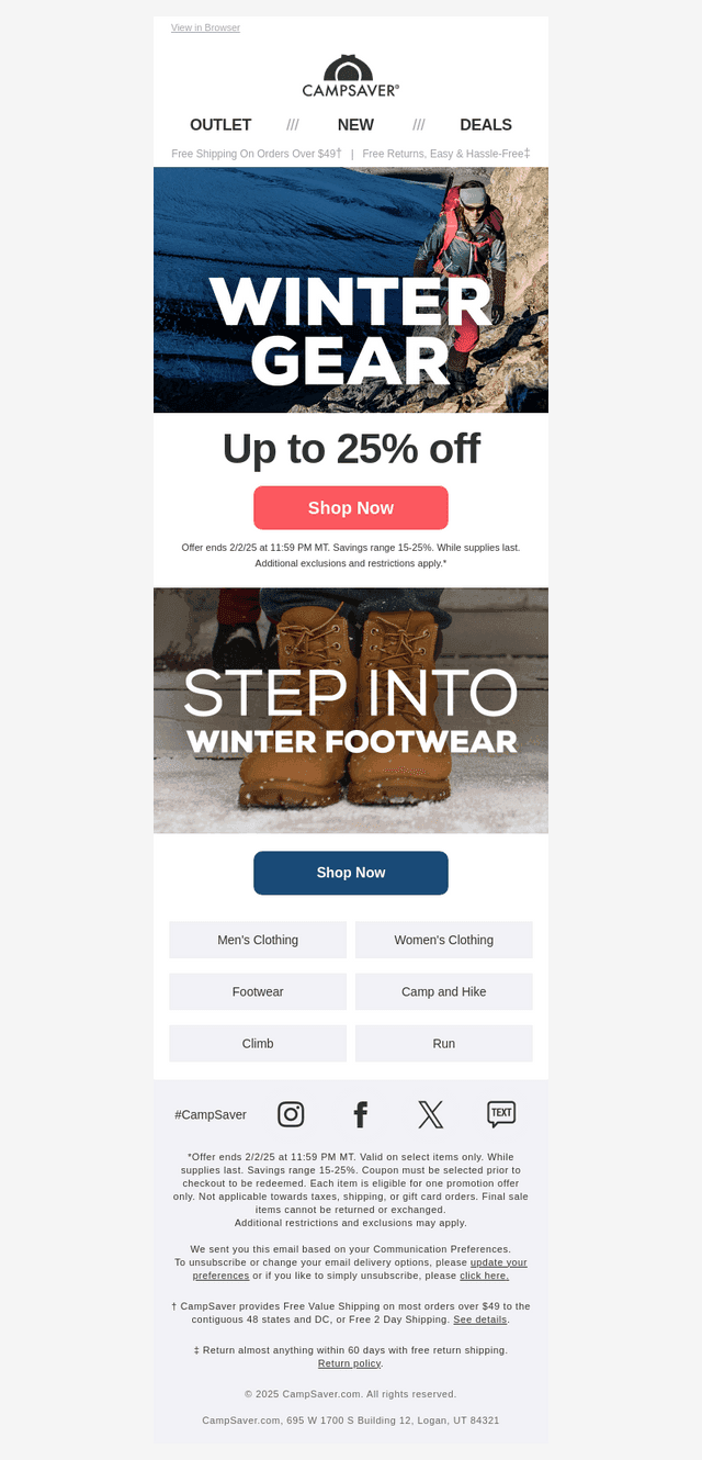 Save up to 25% off Winter Gear