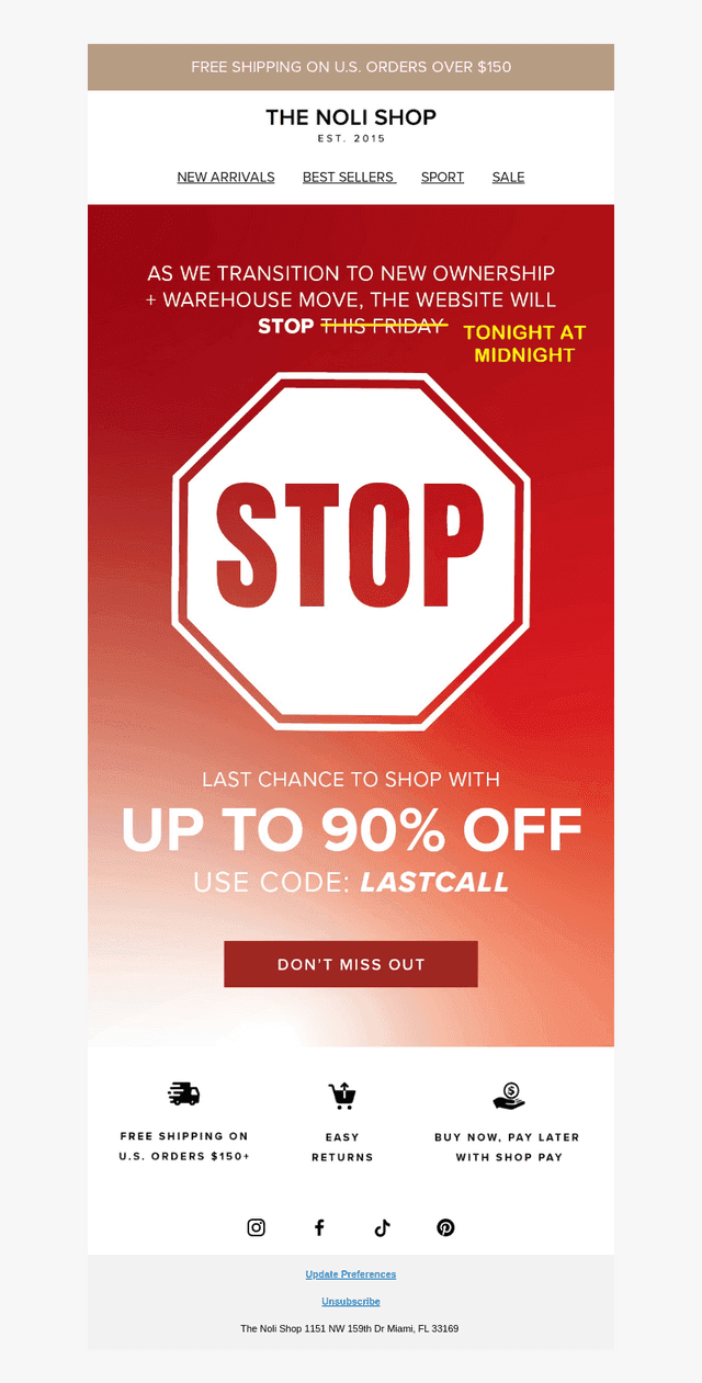 WE ARE CLOSING TODAY - EVERYTHING 90% OFF