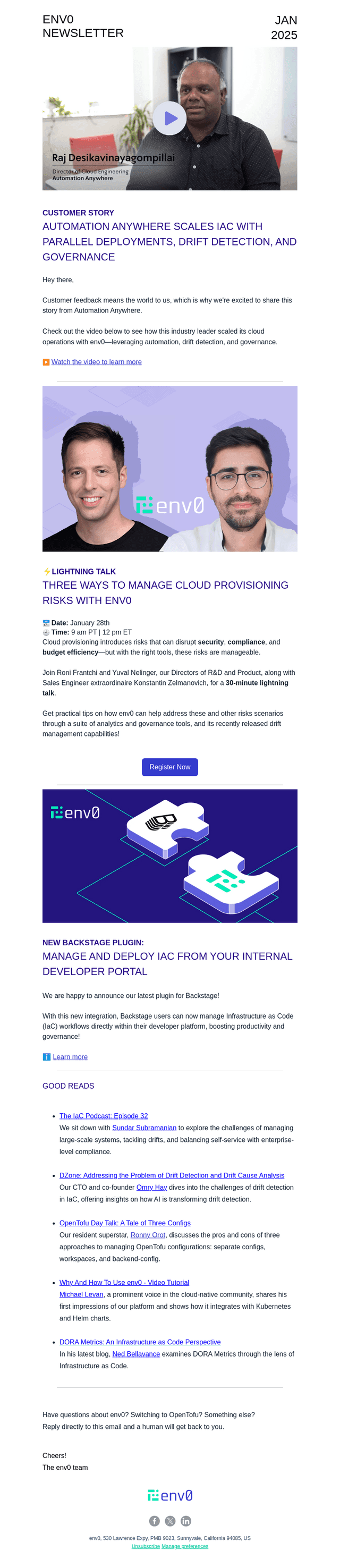 env0 email from Fri, Jan 17, 2025