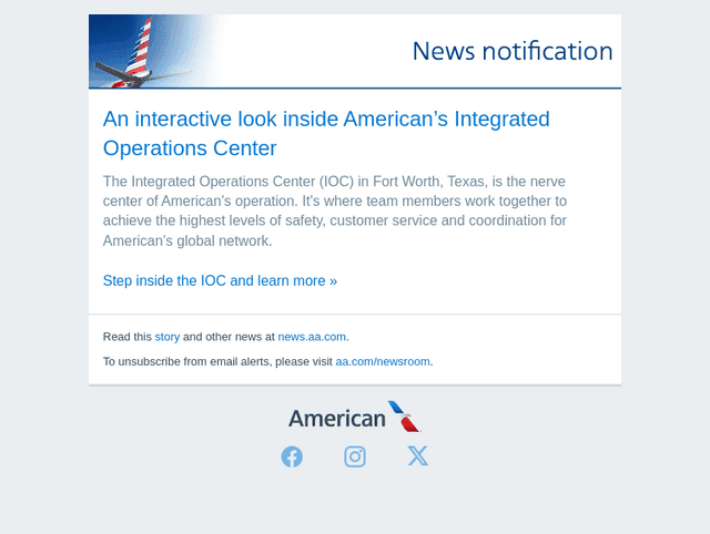 American Airlines email from Fri, Jan 17, 2025