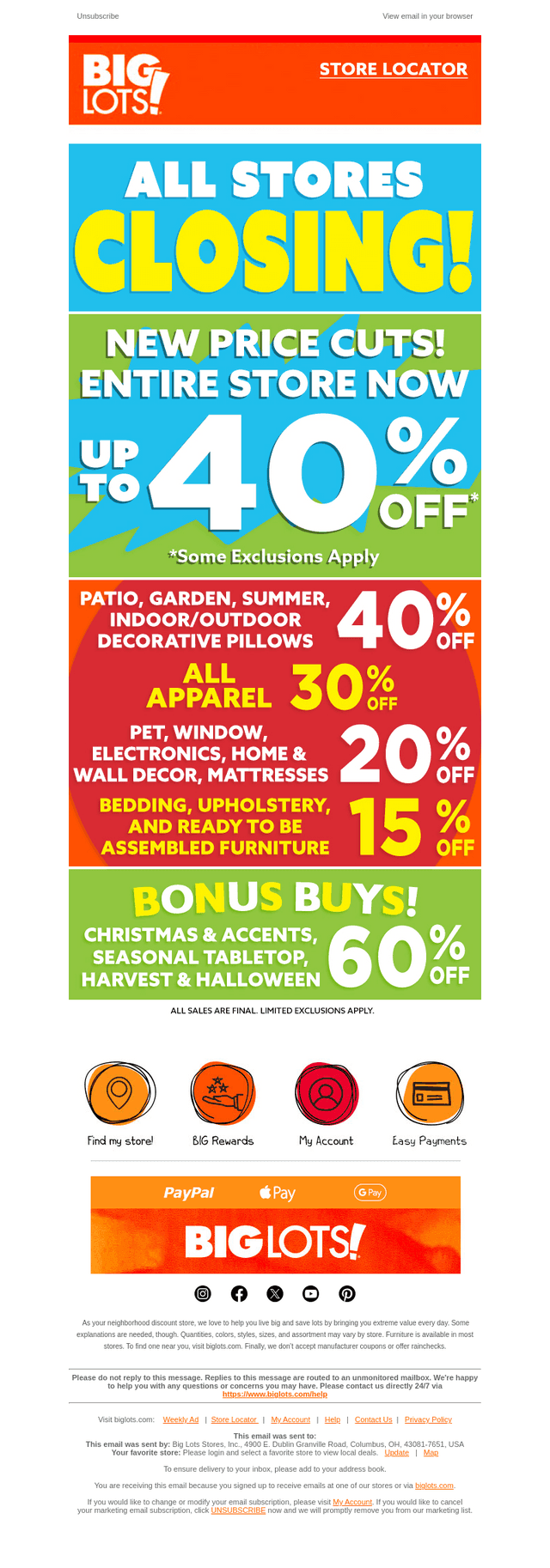 Hurry! Store Closing—Up to 40% Off Everything!