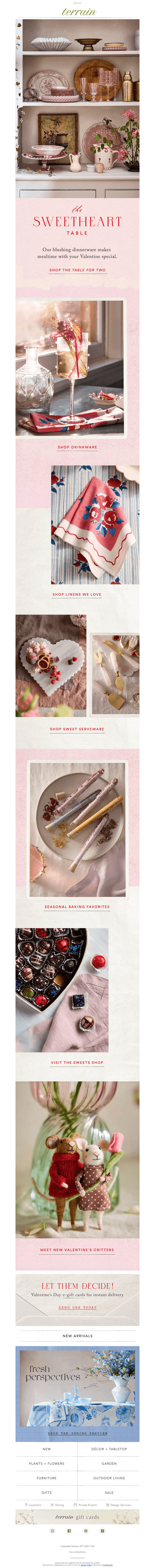 Special Valentine’s Day serveware for a table for 2