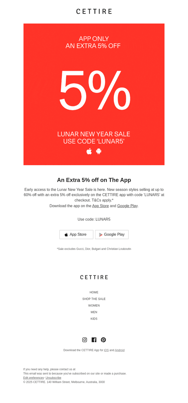 An Extra 5% off on The App