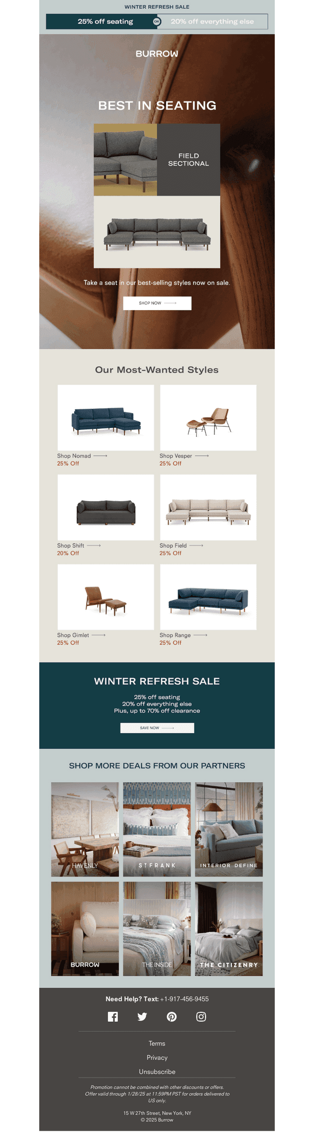 Save 25% on seating favorites