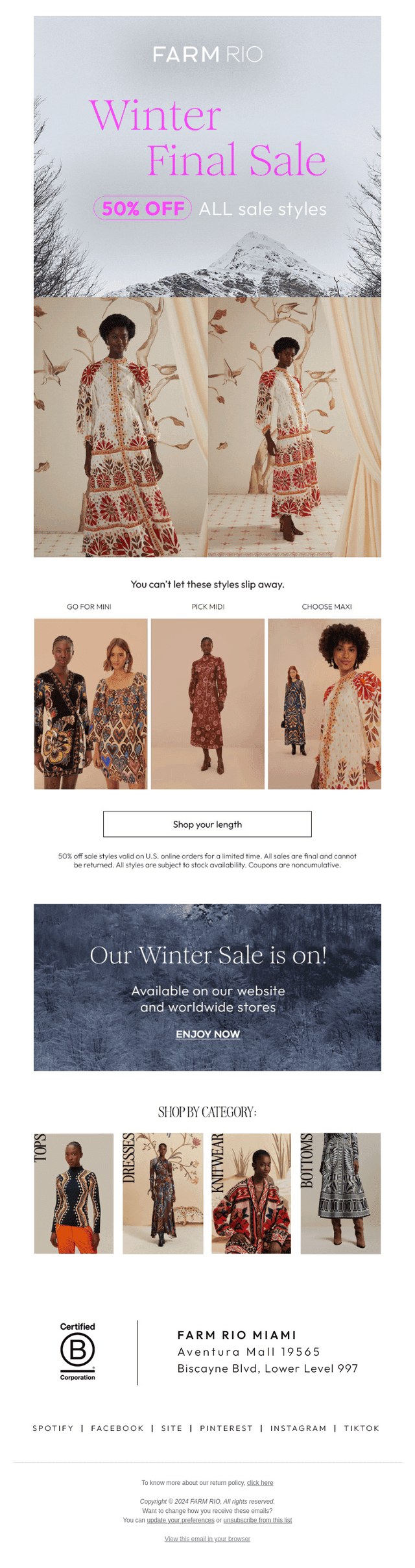 50% off Mini, Midi & Maxi Dresses