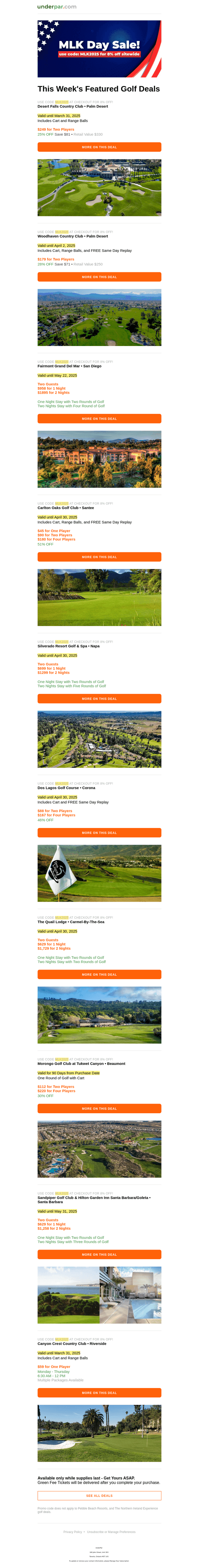 This Week's Featured Golf Deals - January 19th, 2025