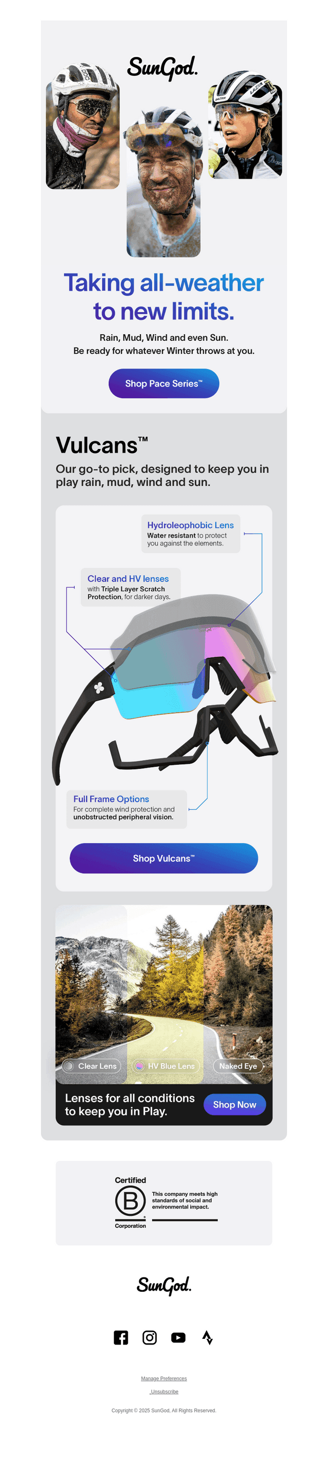 Performance Sunglasses For Every Season. 🌧️🌤️❄️