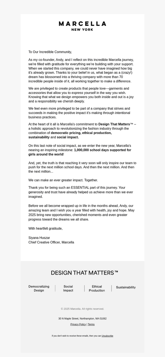 A Message From Co-Founder Siyana Huszar.