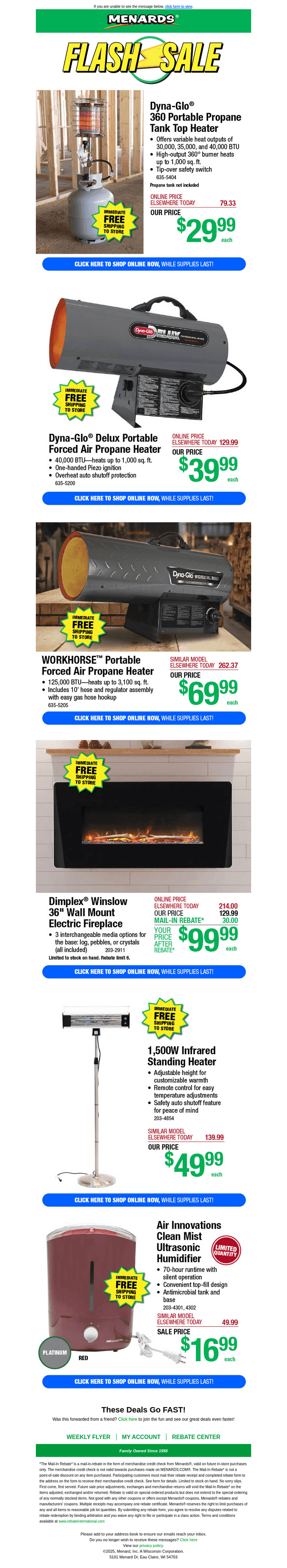 Dyna-Glo® 360 Portable Propane Heater ONLY $29.99!