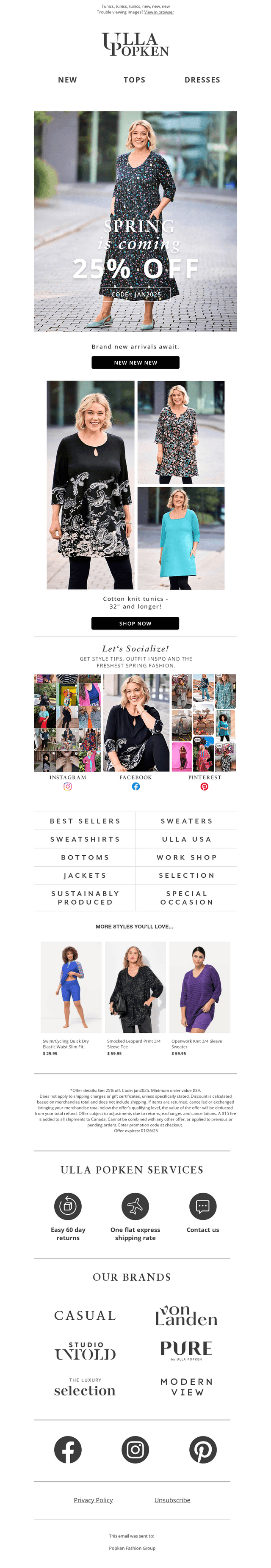 Brand New Spring Arrivals are 25% Off