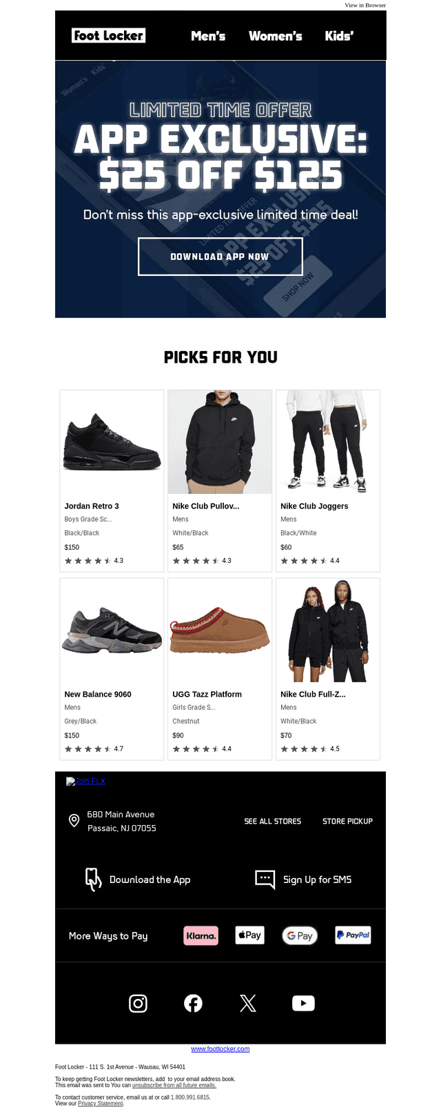 $25 via the app ends today!