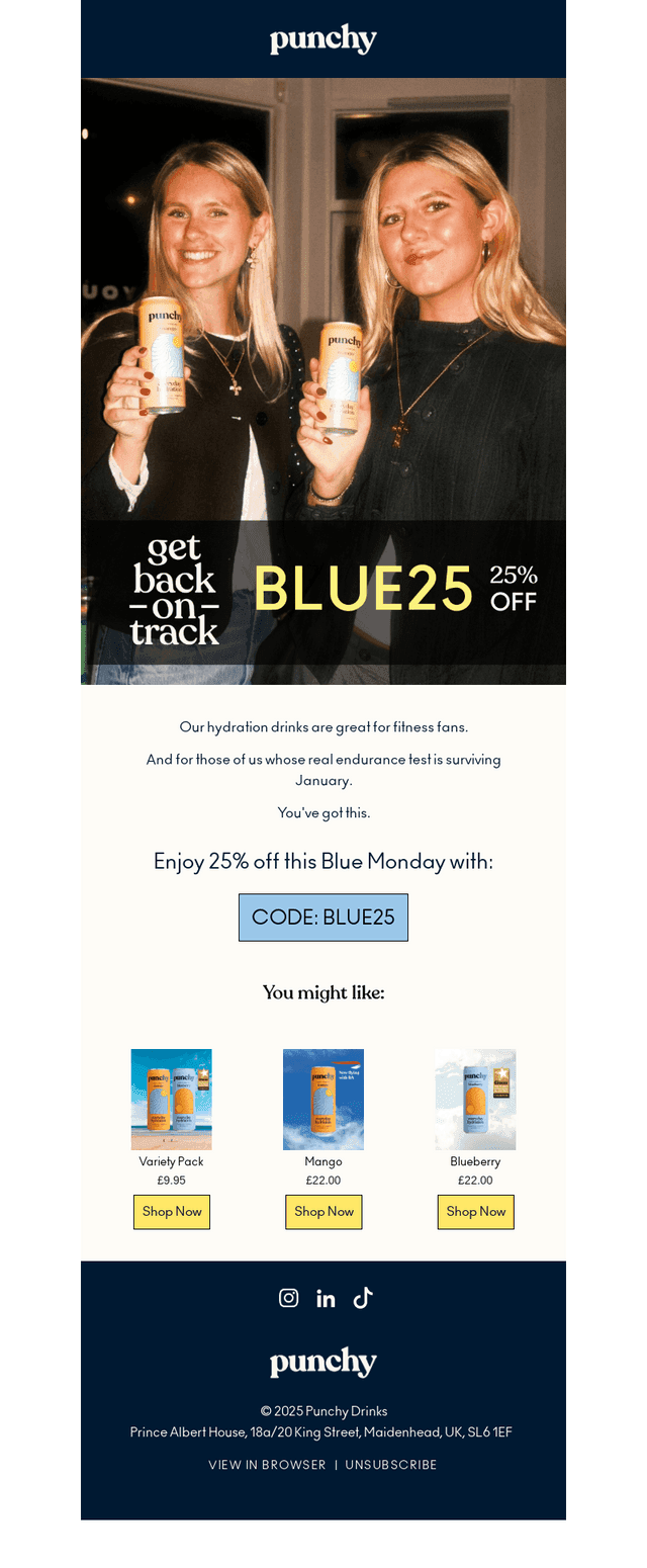 25% Off Hydration | Blue Monday