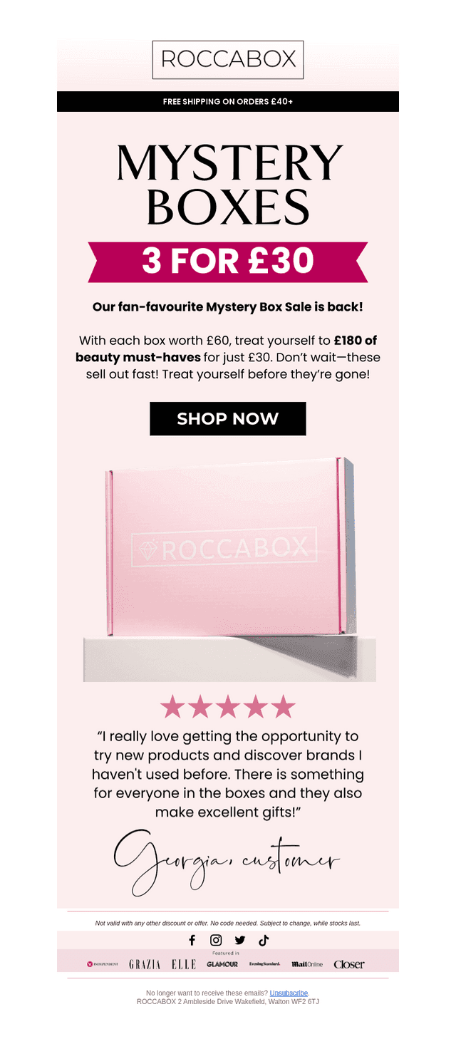3 Pink Boxes - Just £10 Each!