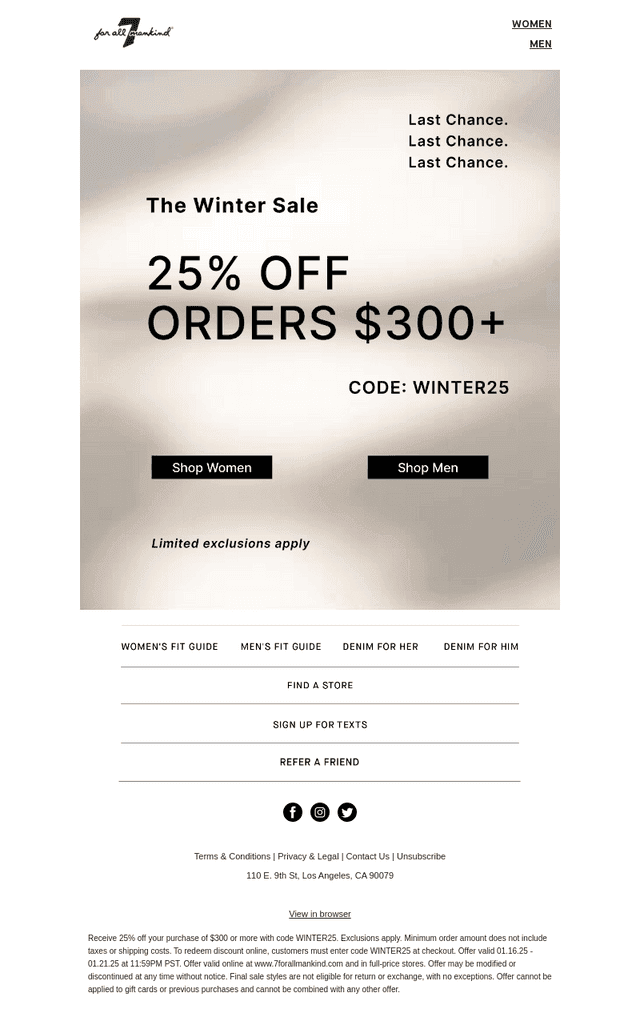 Ends Today: 25% Off $300+