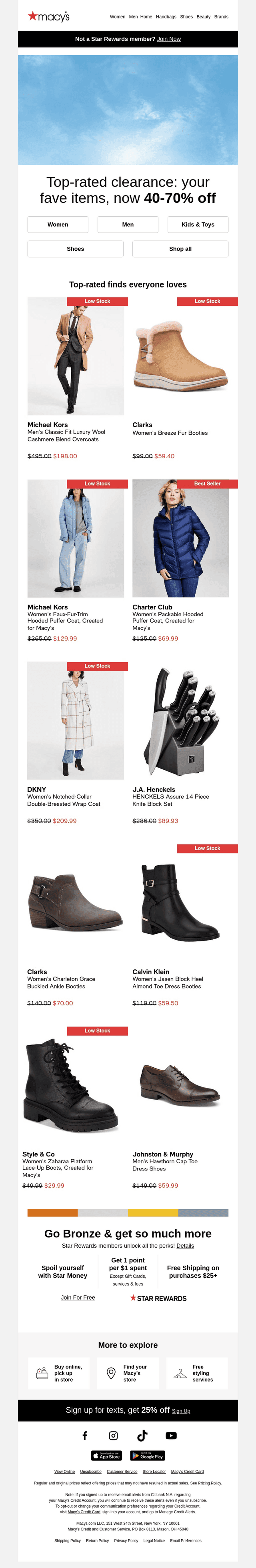 Top-rated clearance: 40-70% off