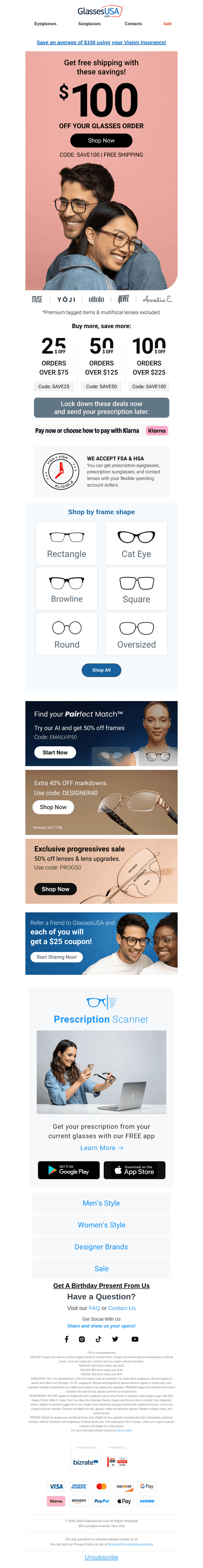 Glasses USA email from Tue, Jan 21, 2025