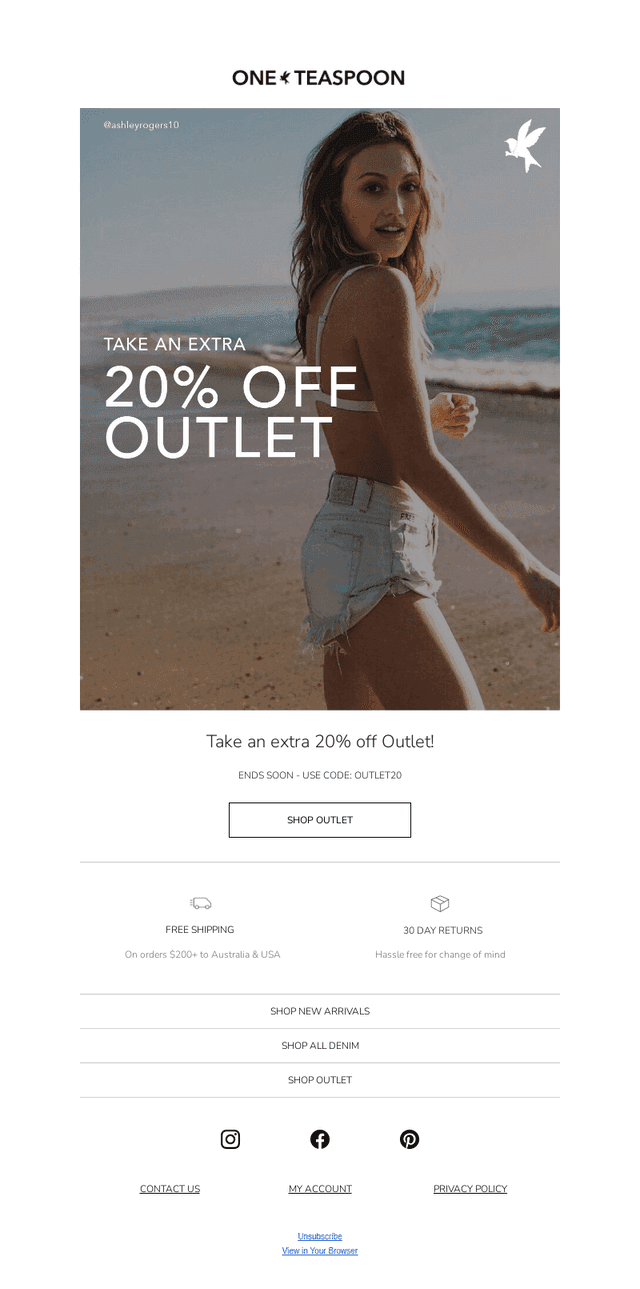 Last Chance: Extra 20% off Outlet 🔥