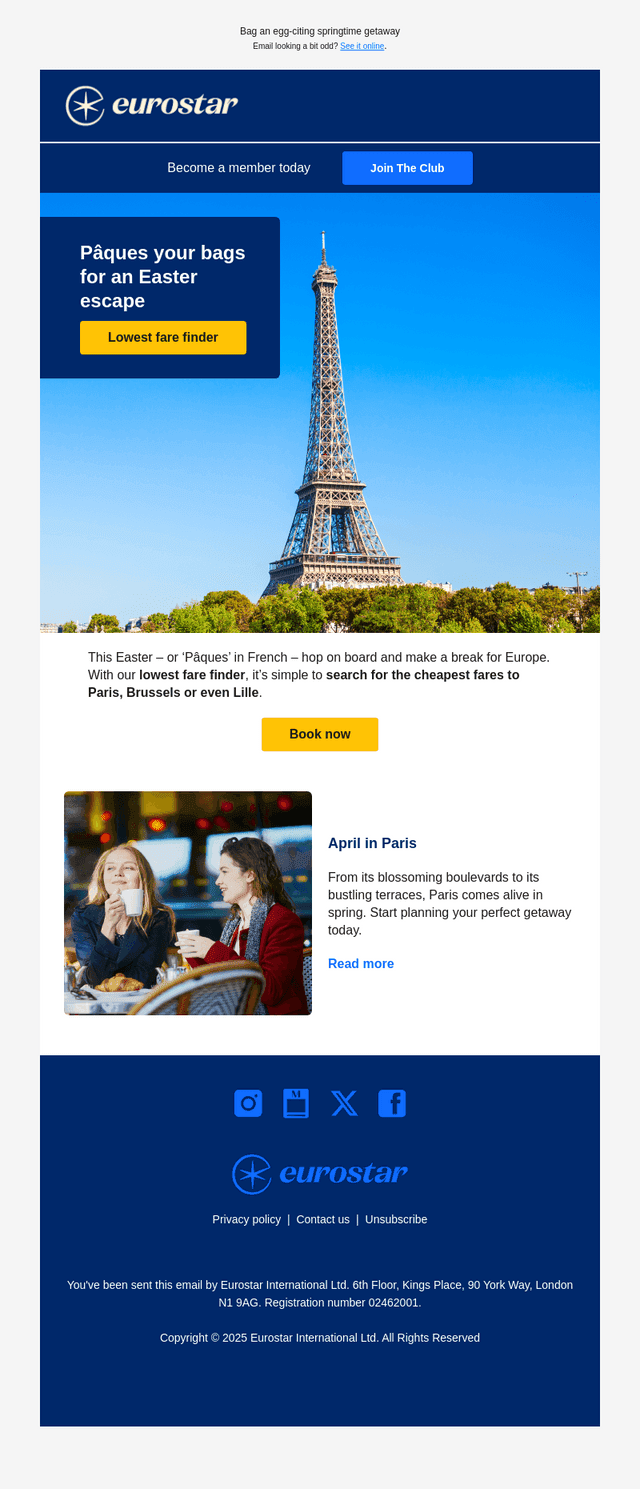 Eurostar email from Tue, Jan 21, 2025