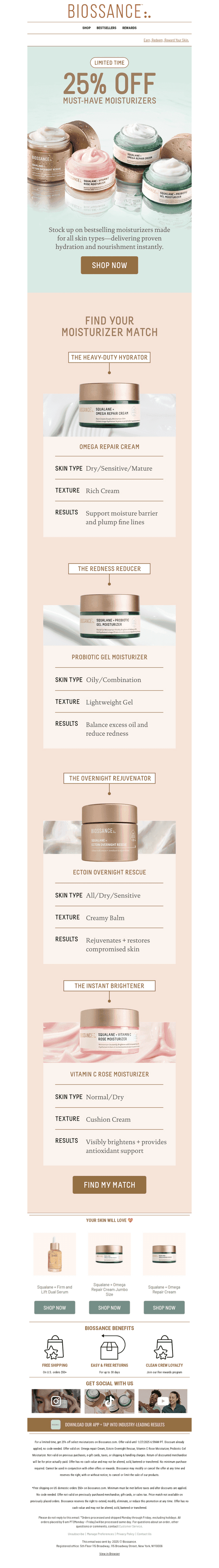 25% off must-have moisturizers 💦