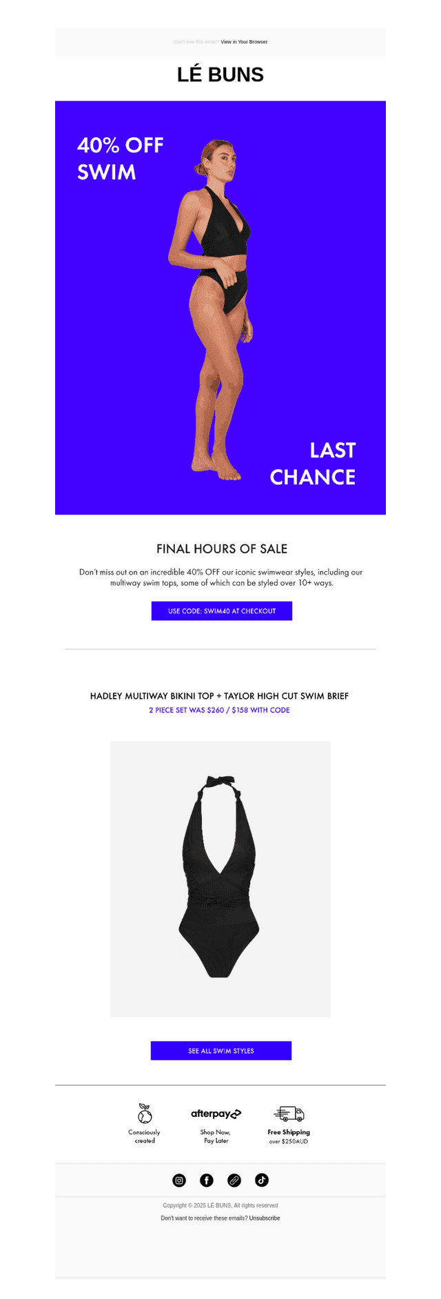 Last Chance: 40% OFF SWIM 💙