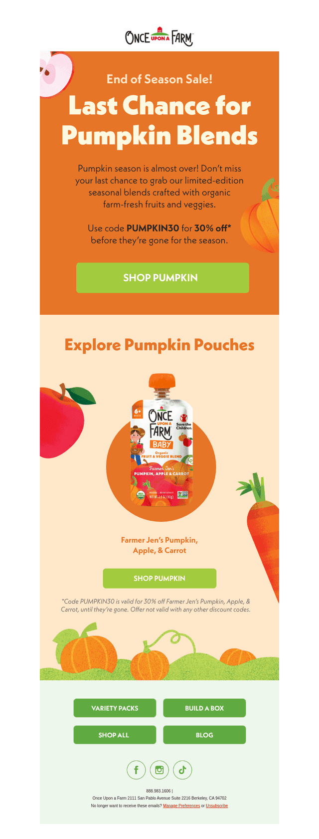 Last Chance: 30% Off Pumpkin 🎃